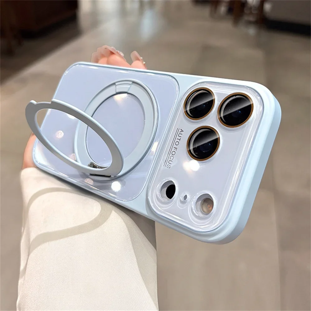 360° Rotating Holder Magnetic Phone  Case for iPhone 17 16 15 Pro Max 14 13 12 11 For Magsafe Lens Protection Glossy Cover - view 2