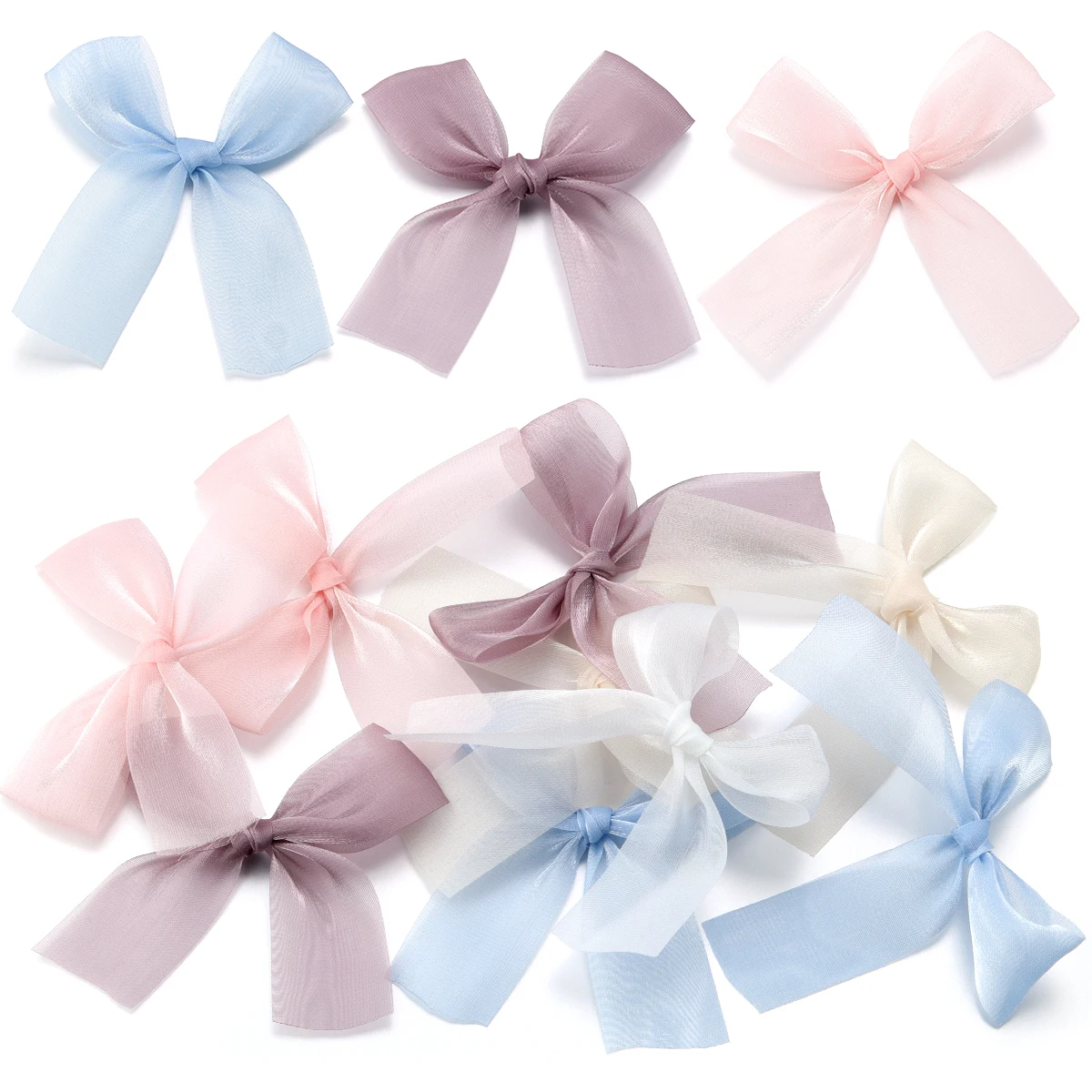 5 Stück Meteor-Garn-Schleifen, Farbe, Gaze-Stoff, handgefertigte Schleifen für DIY-Blumenstrauß, Geschenkverpackung, Kopfbedeckung, Kleidungsstück, Dekorationszubehör
