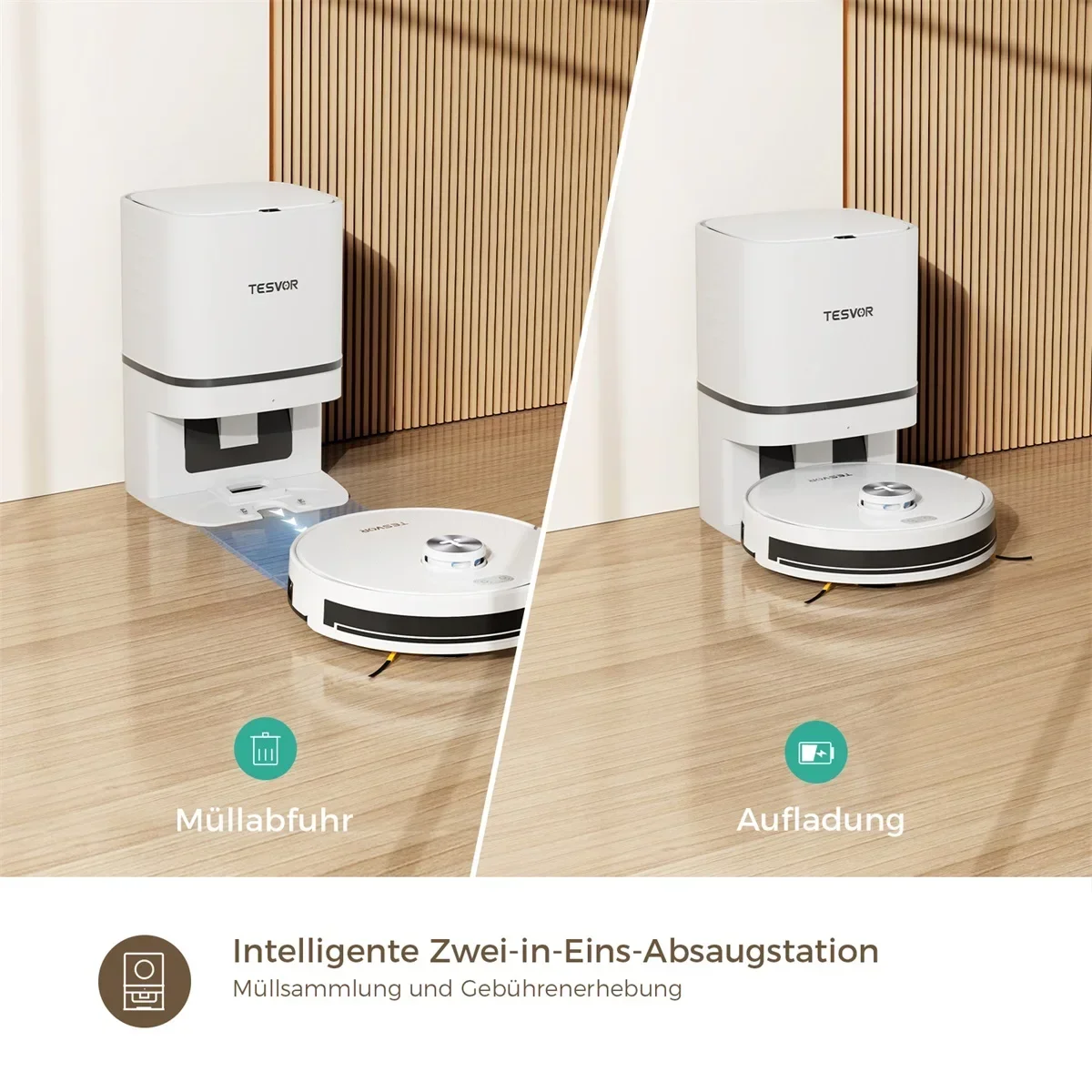 Saugroboter Wischfunktion & Automatischer Staubentleerung LiDAR navegación Saugleistung 6000Pa