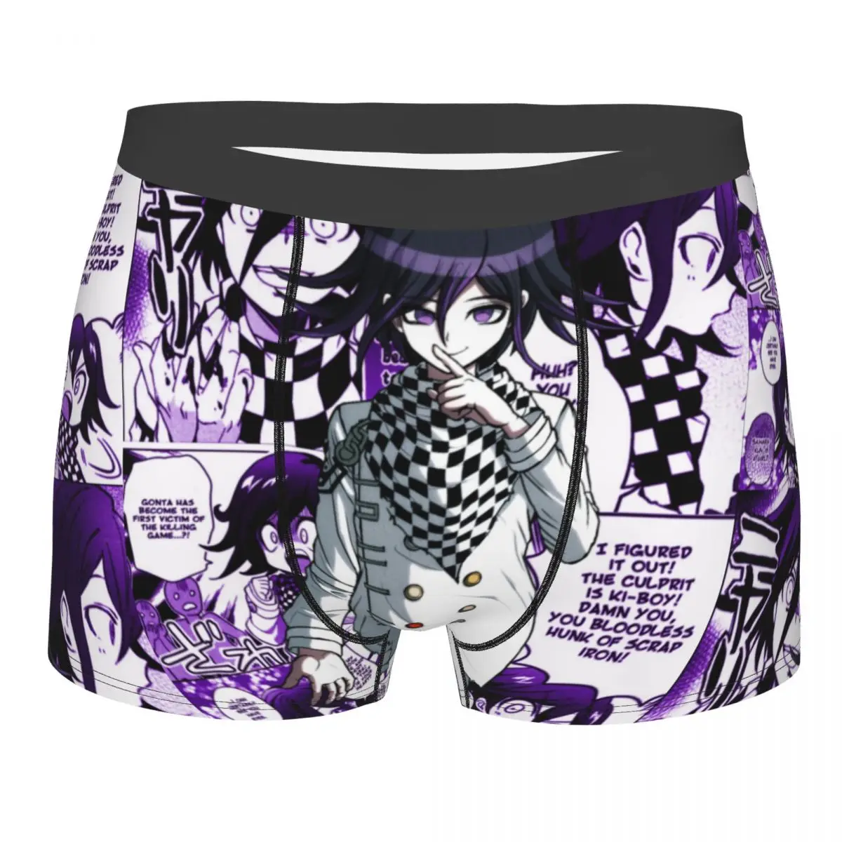 Kokichi Ouma Manga Print Men\'s Underwear Danganronpa Manga Anime Boxer Shorts Panties Humor Soft Underpants for Homme Plus Size