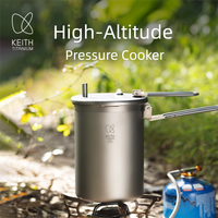 Keith Pure Titanium Outdoor Pressure Cooker Pot - High Altitude Cooking, Fast Boiling, Lightweight Camping Rice Cooker for Mount