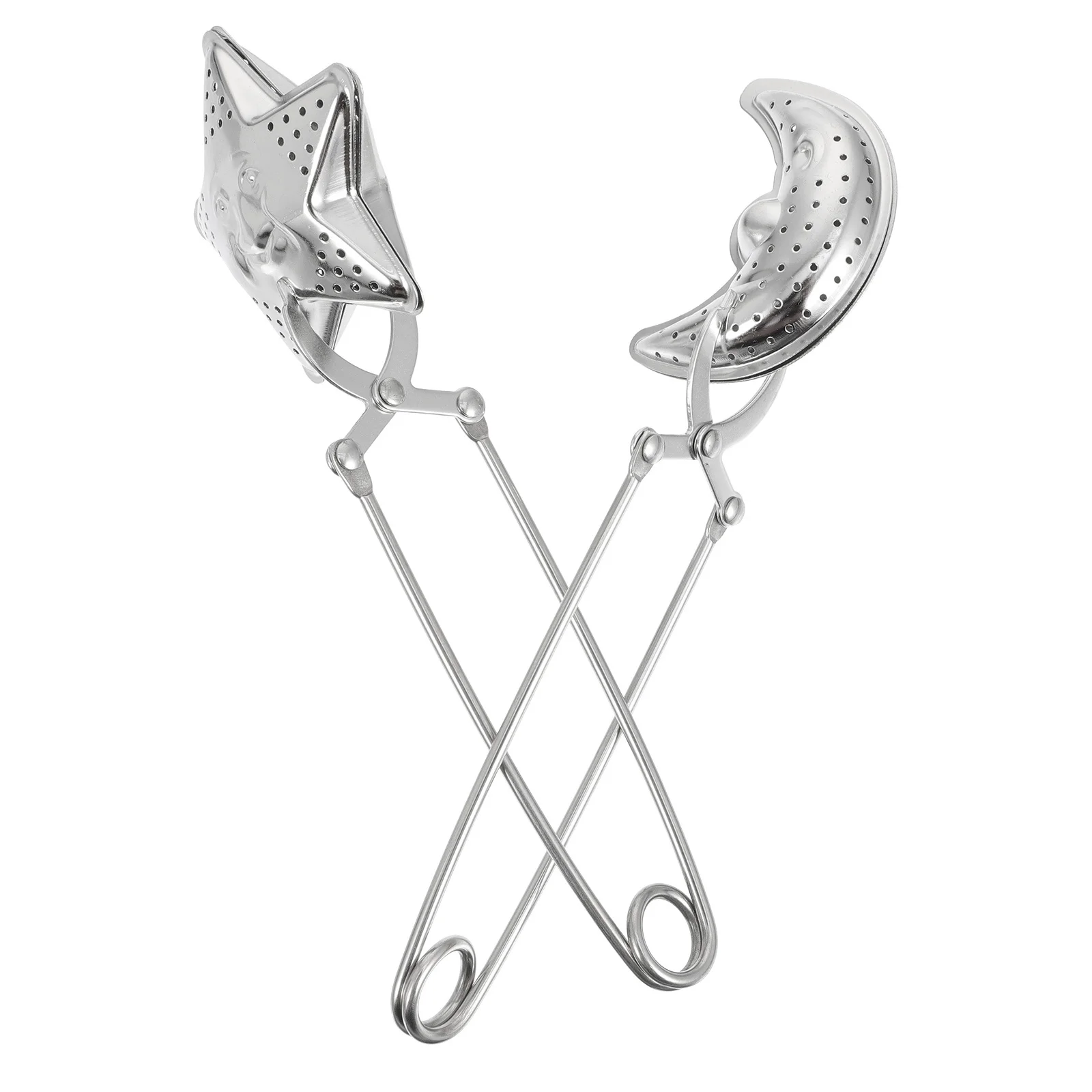 

2Pcs Moon Star Shaped Tea Strainer Stainless Steel Infuser with Handle Silver Tone Loose Leaf Filter for Home Brewing