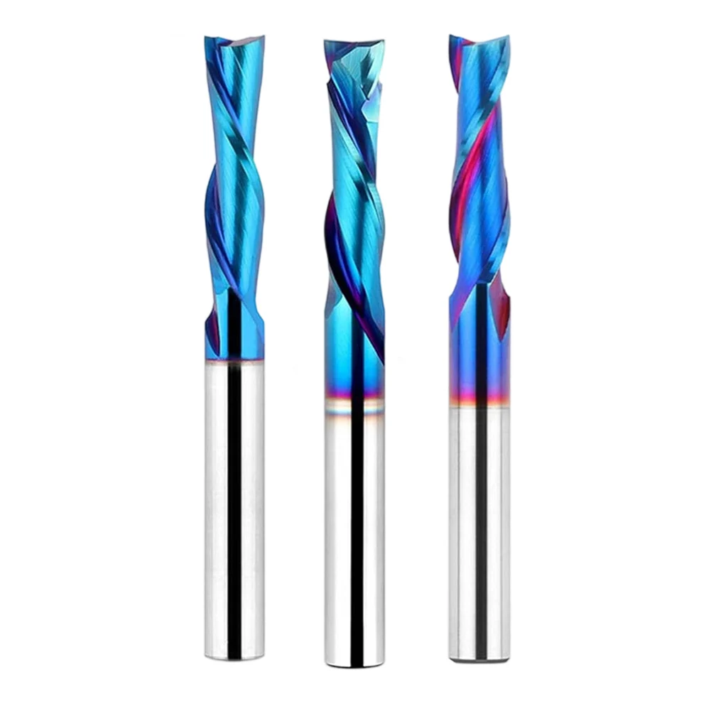 

1pc CNC Router Bit End Mill 2 Flute Up/Down Cutting Spiral Router Bit 6.35mm Carbide Milling Cutter Tools Accessories