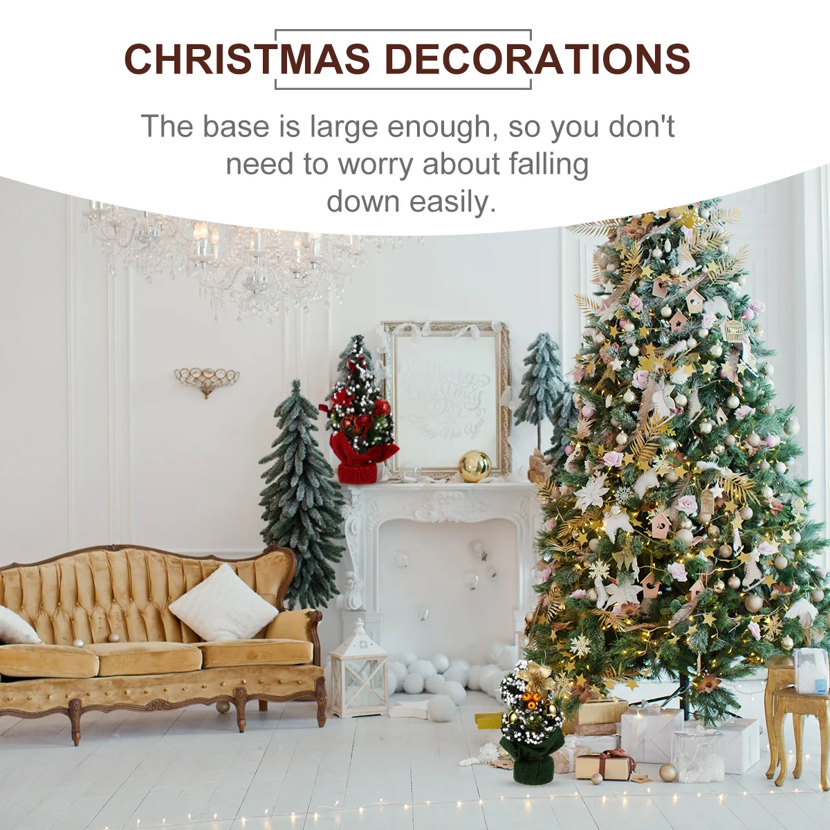 

2pcs Mini Christmas Tree Decorations Pvc Fire Resistant Desktop Xmas Ornament For Home Office Restaurant Holiday Festival Tree