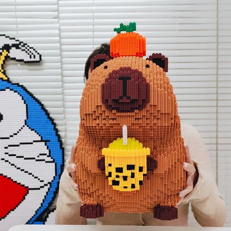Juego de pareja de Capibala de gran tamaño, rompecabezas de dibujos animados para niños, bloques de construcción, juguete de ladrillo de partículas pequeñas, regalo de cumpleaños para niños y adultos