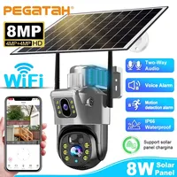 4K 8MP WiFi Solar Camera Dual-screen Outdoor Security Protection WiFi PTZ Camara Auto Tracking Battery CCTV Security Cam V380PRO