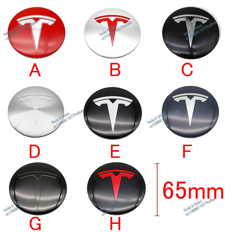 4pcs 65mm Car Wheel Center Cap Badge Sticker for Tesla Model 3 Y S X Roadster P75D P85D P90D P100D Personalization Accessories