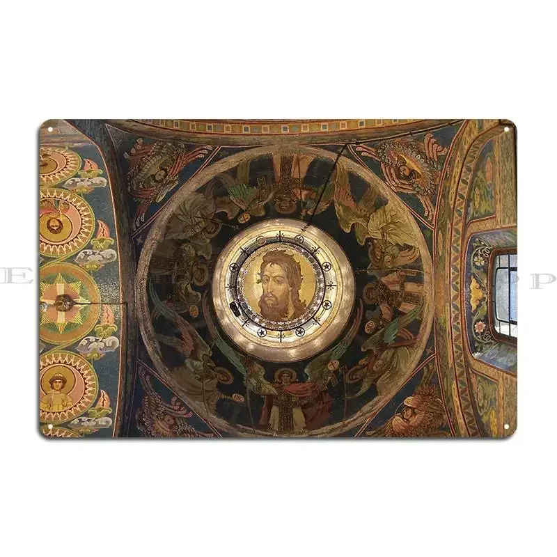 Jesus Fresco On The Ceiling The Church Metal Sign Pub Mural Designs Cinema Personalized Cinema Tin Sign Poster