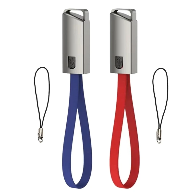 Keychain USB to Type C Charging Cable 2.4A High Efficiency Data Transfer 2 in 1