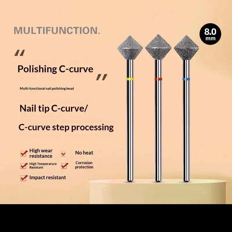 مسمار الحفر طحن بت الملفات المعين شكل إزالة طلاء الأظافر المهنية الجلد الميت أدوات مانيكير أداة باديكير #4