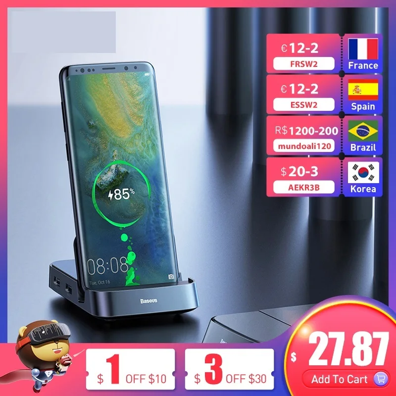 새로운! USB C 허브 도킹 스테이션 USB 3.0 Samsung S20 Note 20 HDMI 호환 카드 리더기 Huawei P40 용 유형 C USB 분배기