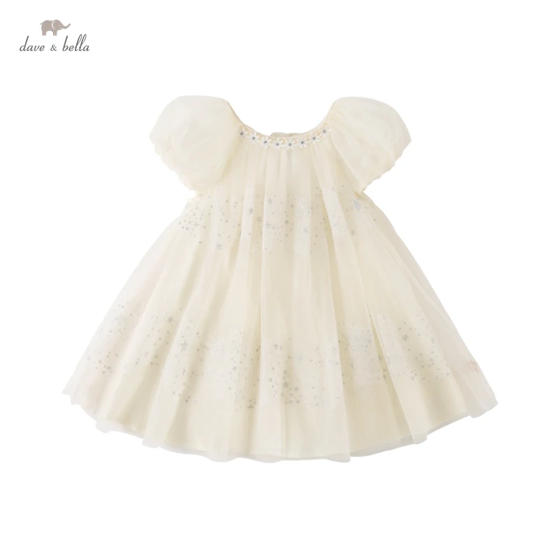 Dave Bella Summer Baby Girls Mesh Floral  Dress Fashion Party Dress Kids Girl Infant Lolita Clothes DB2222122