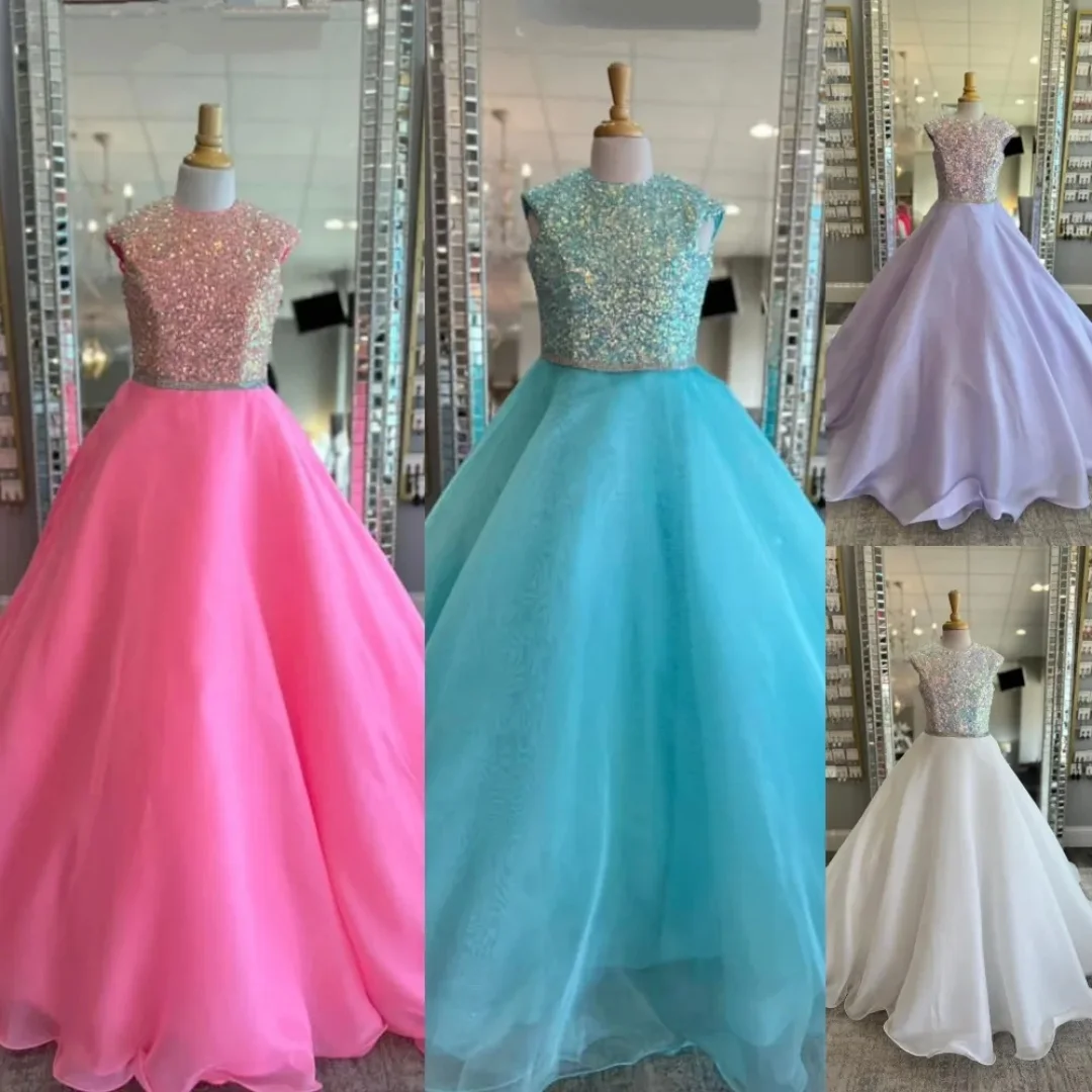 Girls Flower Girl Dress Sequin Mesh Shimmer Chiffon Little Kid Birthday Formal Party Gown Infant Toddler Teens Preteen Tiny Youn