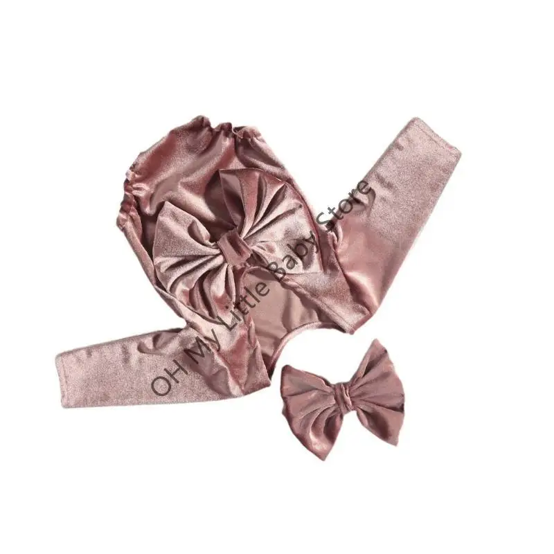 

M76C 1 Set Baby Photography Clothing Long Sleeve Romper Bodysuit & Headwear Shower Photo Props for 0-1 Month Newborns