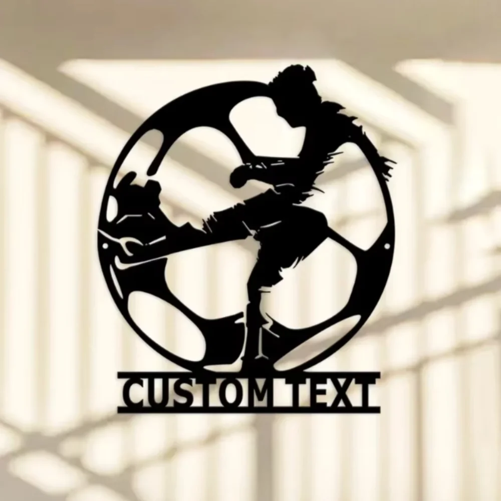 

Custom Personalized Decor for Soccer Lovers Metal Wall Art of Man Soccer Personalize Player Name,Gift for Boy or Girl Nurseries