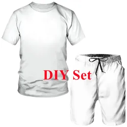 DIY Custom Clothing Men/Women T-Shirt Sets Summer Couple Two Piece Outfits Funny 3D Printed Unique Tracksuit Oversized Pullover