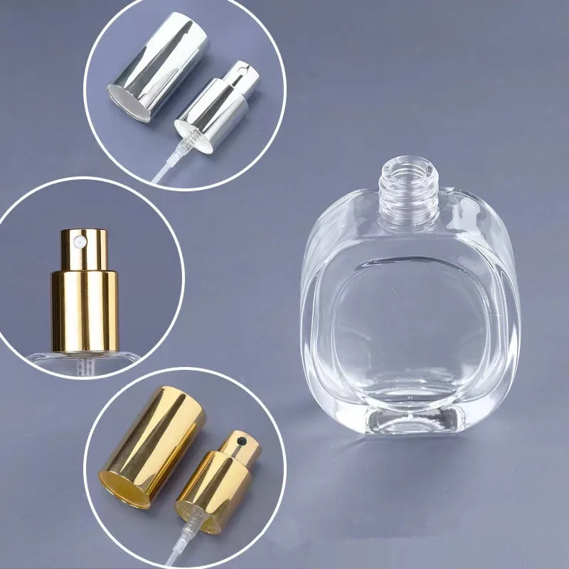 100 ชิ้น 30 มิลลิลิตรแก้วขวดสเปรย์เปล่า Atomizer เต็มไปด้วยน้ําหอม Essence คอนเทนเนอร์หมวก Clear Case