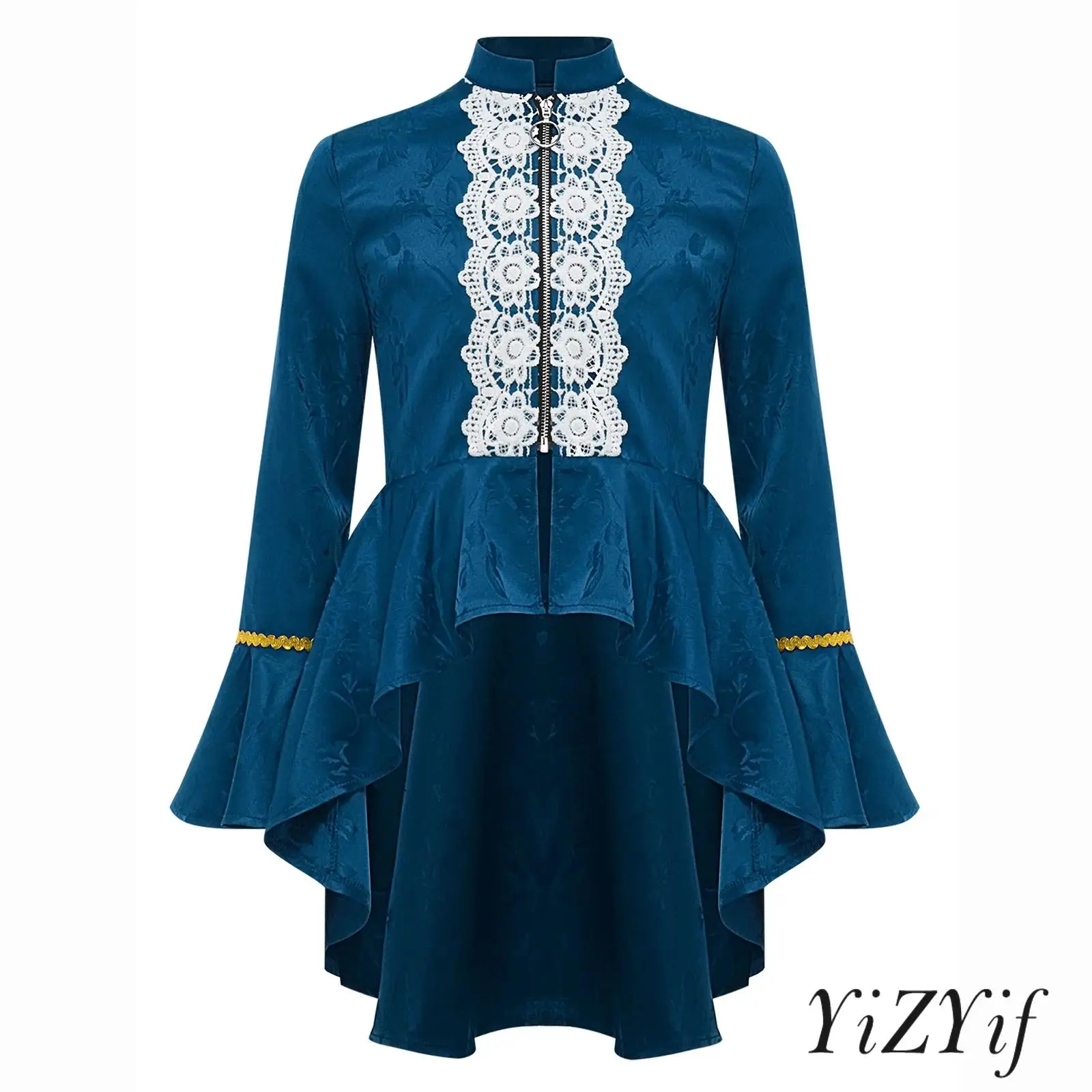 

Children Girls Medieval Renaissance Costume Long Sleeves Lace Flounce Jacket Victorian Tailcoat Pirate Gothic Steampunk Costume