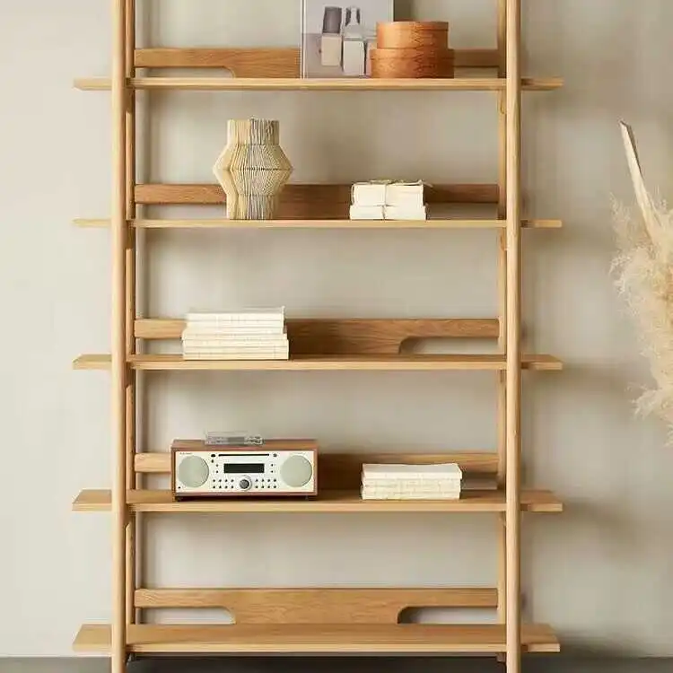 Nordic solid wood bookshelf wabi sabi antique bookcase living room display Bogu bookcase artist home shelf