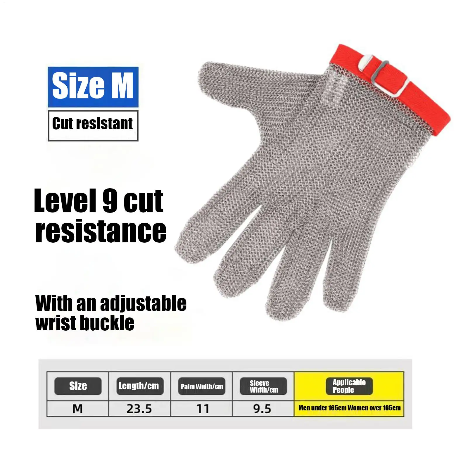 

Cut Resistant Work Gloves Stainless Wire Chef Mitts Butcher Gloves Cut Proof for Kitchen Cooking Food Prep Fish Cleaning