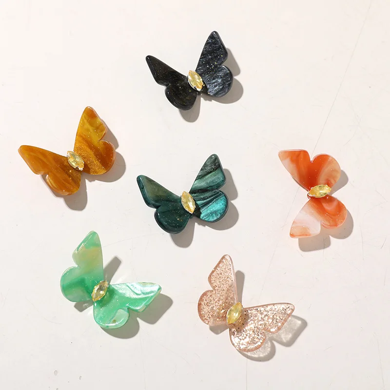 3pcs Mini Colorful Butterfly Models Acrylic Embellishments DIY Craft Accessories Desktop Decoration Dollhouse Miniature Scene