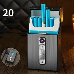 20PCS Cigarette Case Lighters USB Rechargeable Lighters Dual Arc Lighter Metal Windproof Lighter Cigarette Lighter Men's Gadgets