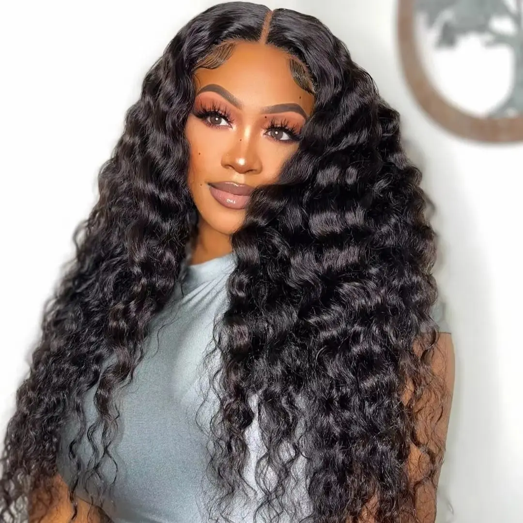 

16-42 inch Deep Wave Human Hair Wigs Pre Plucked 13x5 Brazilian Human hair Lace Frontal Wig Pre-Cut Glueless Lace Wig for Women