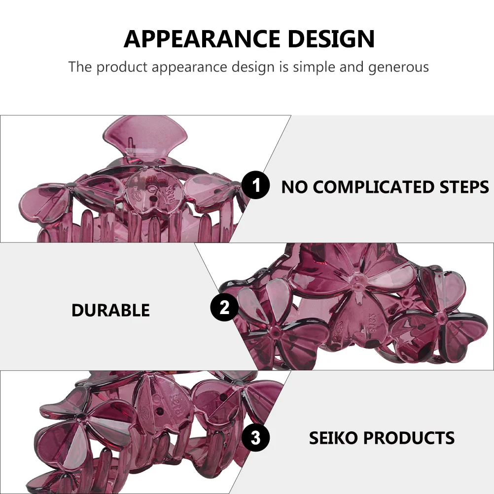 

2Pcs Stylish Three Petal Hair Clip Resin Hair Claws Highlight Appearance for Banquet and Daily Life Accessories