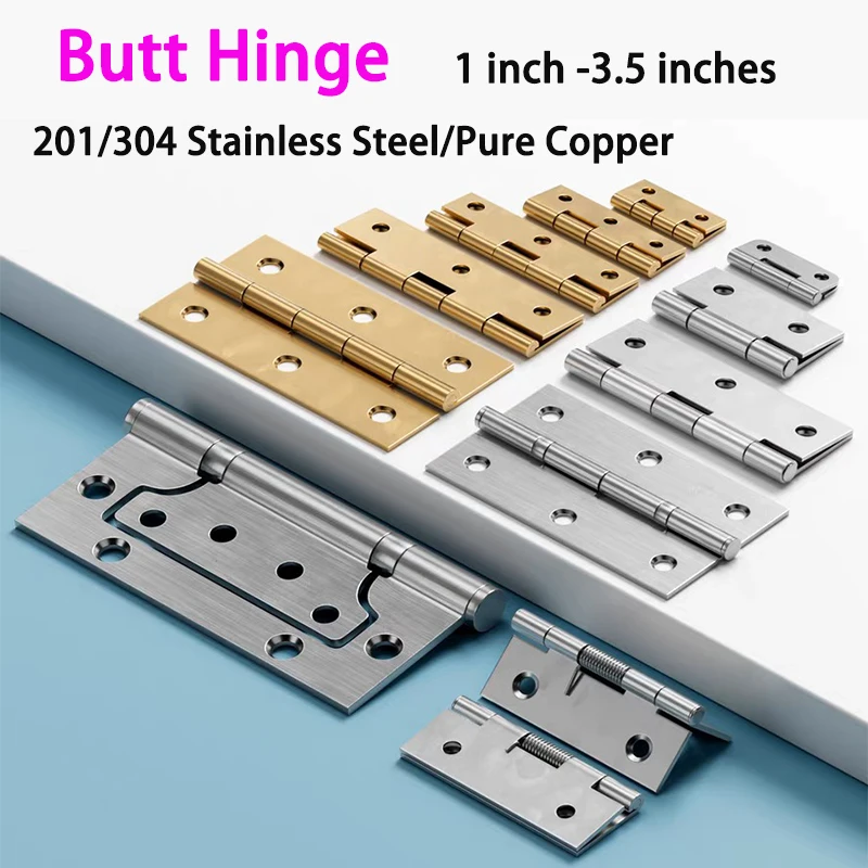 

201/304 Stainless Steel/Pure Copper Butt Hinge Hinges Flat Hinges Folding Thickened Doors Windows Cabinets Small Hinges