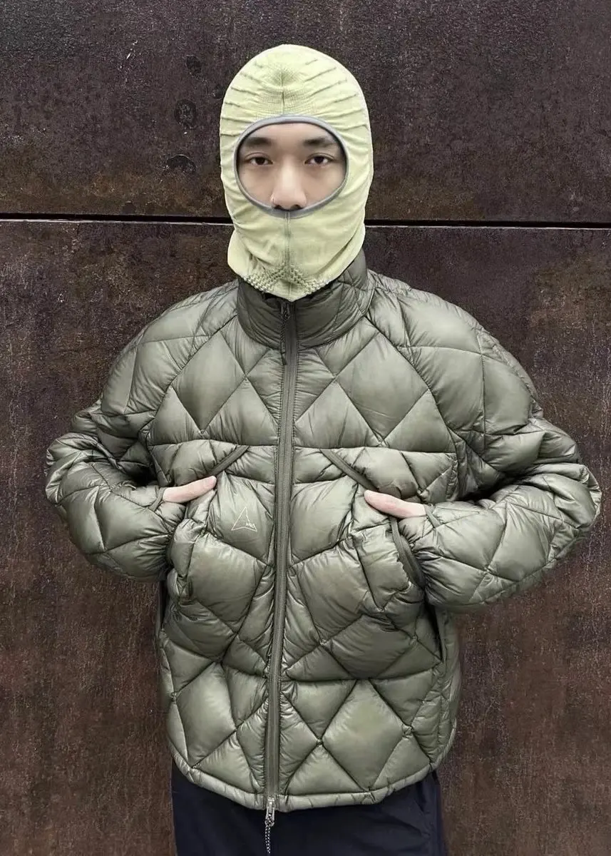 

Light Warm Cotton Jacket Diamond Pattern Tear Resistant Roa Hiking Functionality New Gorpcore Youth Fashion White Duck down F...