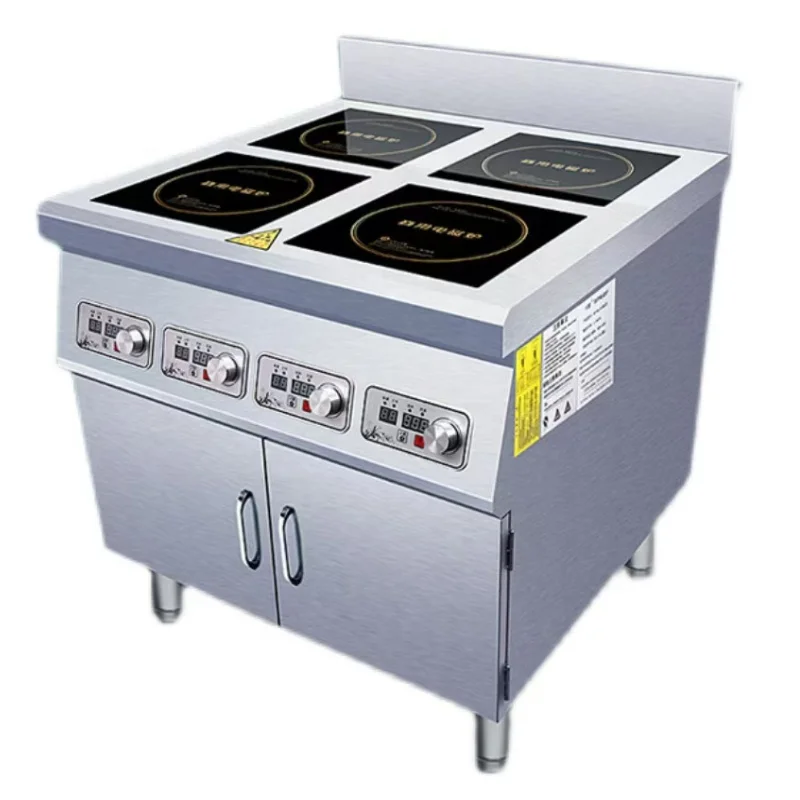 Professional 4 burner electric flat industrial induction cooker 6 8 head cooking range freestanding soup frying oven