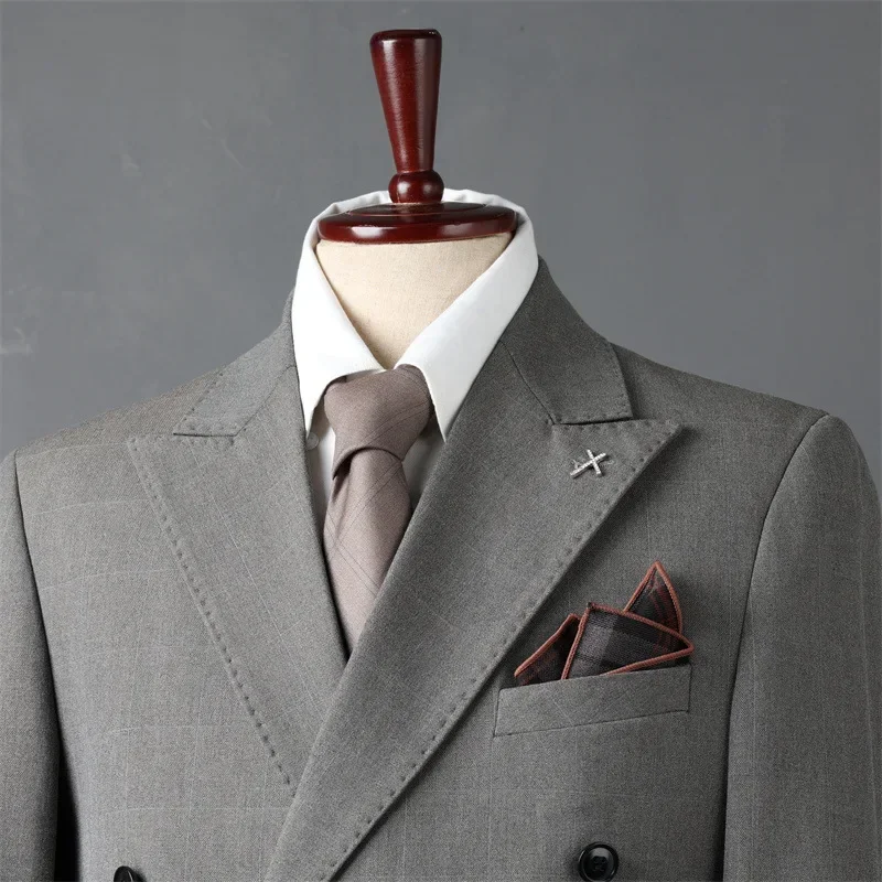 

1506 High-end double-breasted suit for men groom wedding