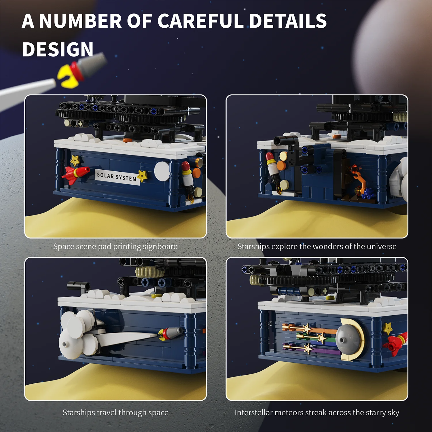 T5002 우주 시리즈 모델 조립 장식품 전기 회전 태양계 빌딩 블록 장난감 어린이 장난감 선물