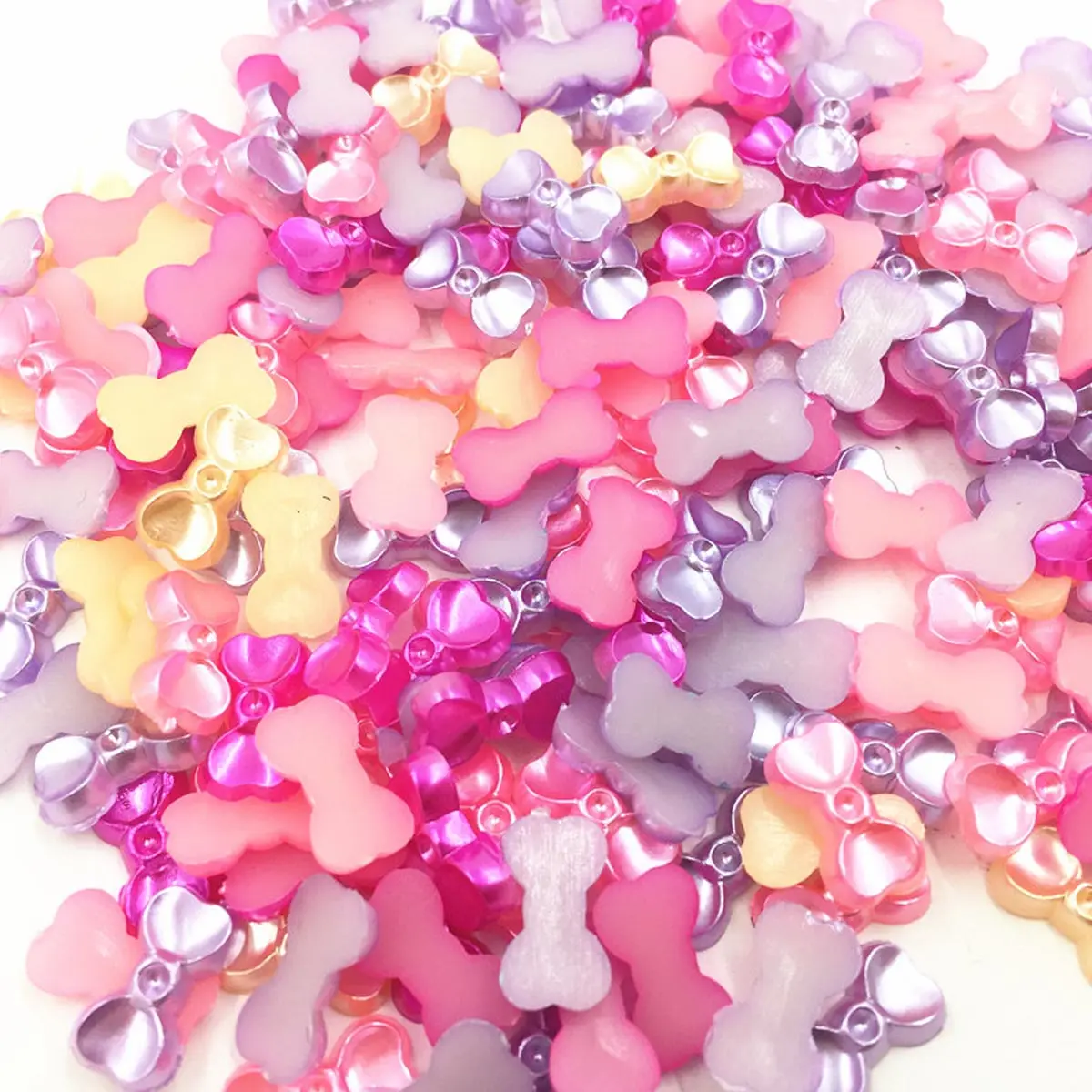 Cameos Random Resin Bow Tiny Cute Plat Back For Nail Decoration Embellishment Craft Jewelry DIY Accessories 14x8mm