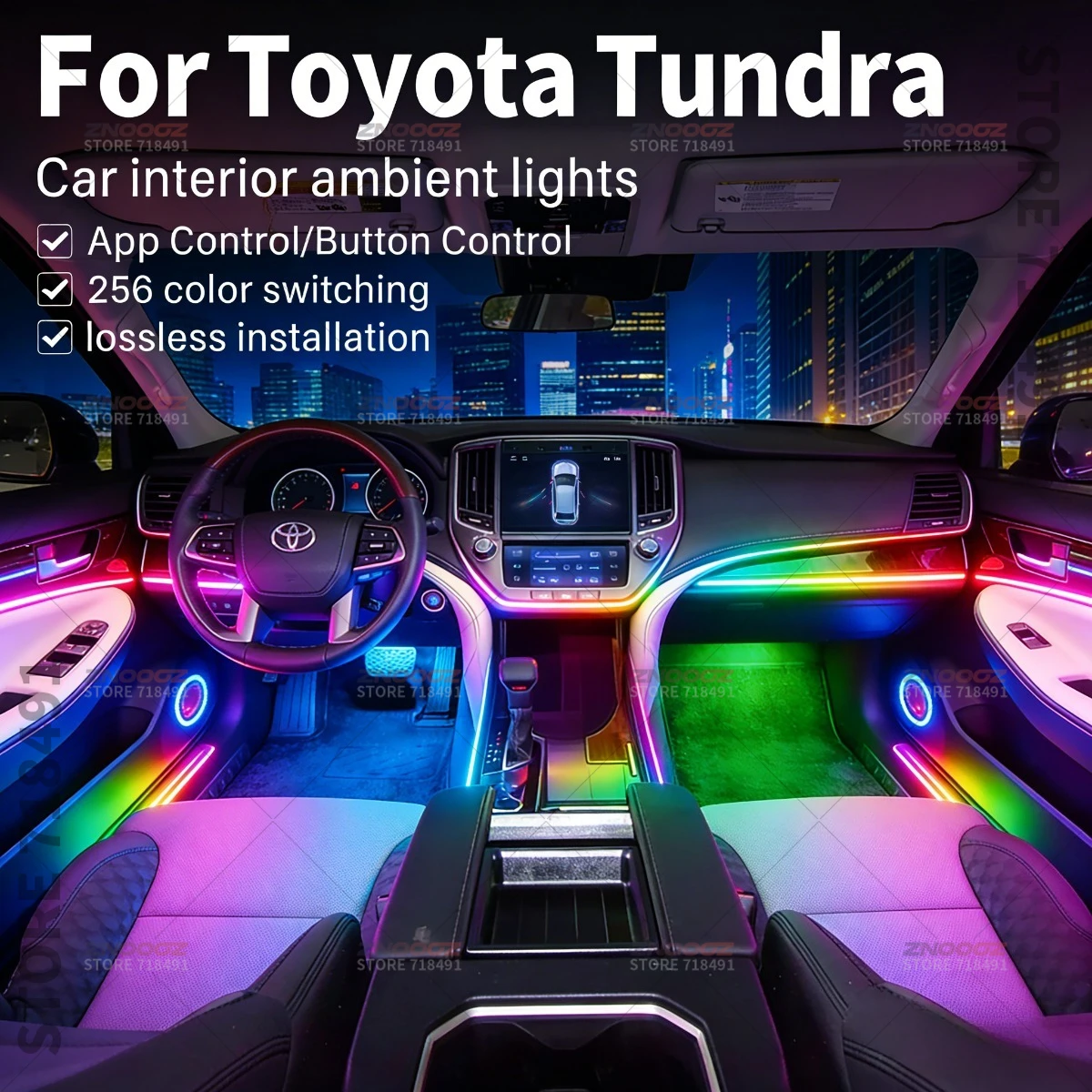

22in1 RGB Car Interior Acrylic Car Ambient Lights RGB Hidden Acrylic Strip Decoration Atmosphere Accessories For Toyota Tundra