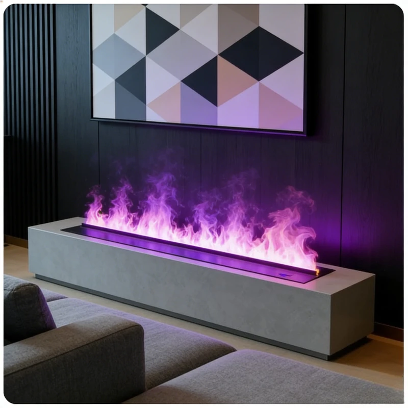 Smart Home 3D Atomized Fireplace with LED Colorful Flame Smart Humidifying Fireplace with Remote Control Auto Shut-Off Timer