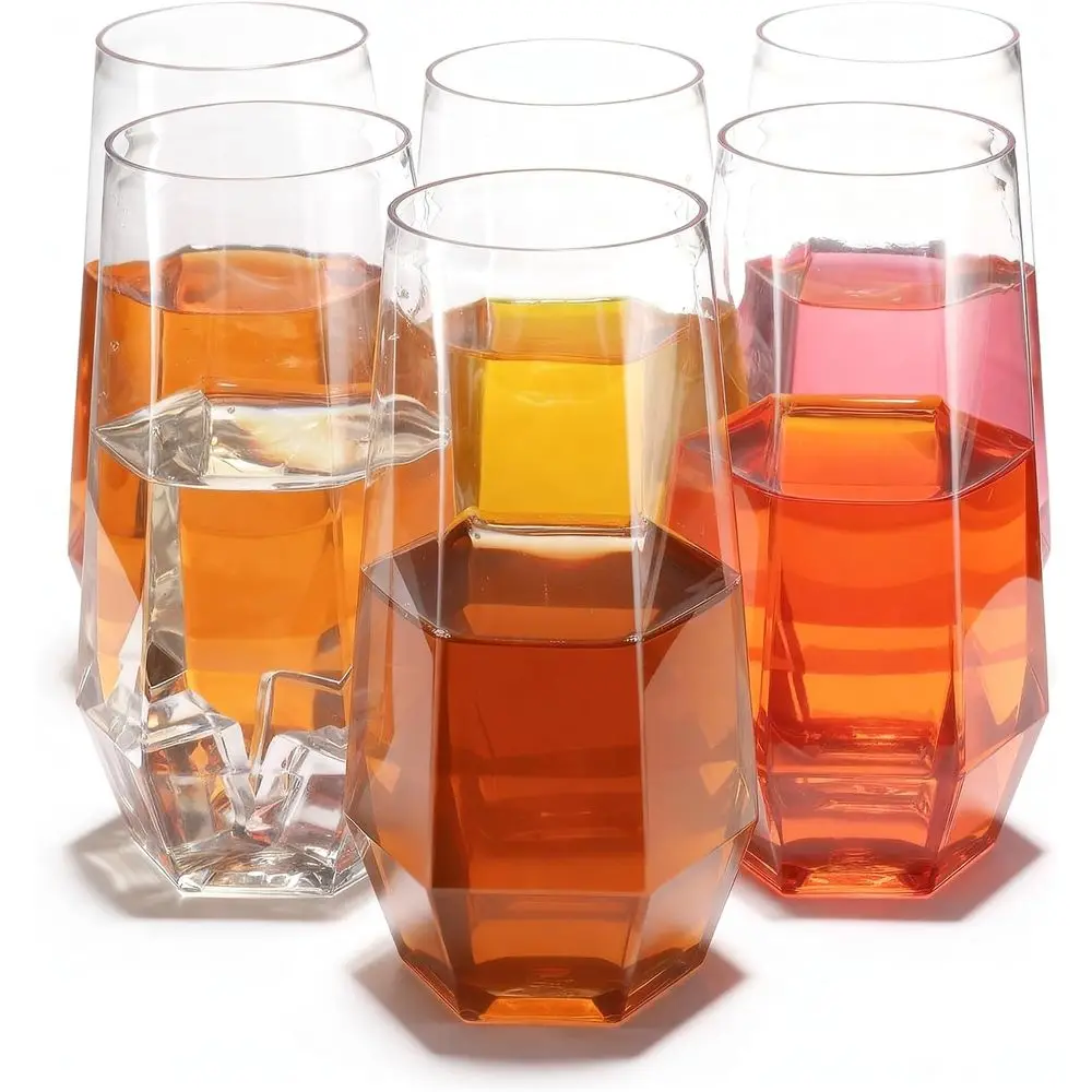 

Clear Pack Diamond Unbreakable Stemlastic Glasses 9 Oz BPA-Free, Durable Disposable Wine/Champagne Toasting & Cocktails Ideal fo