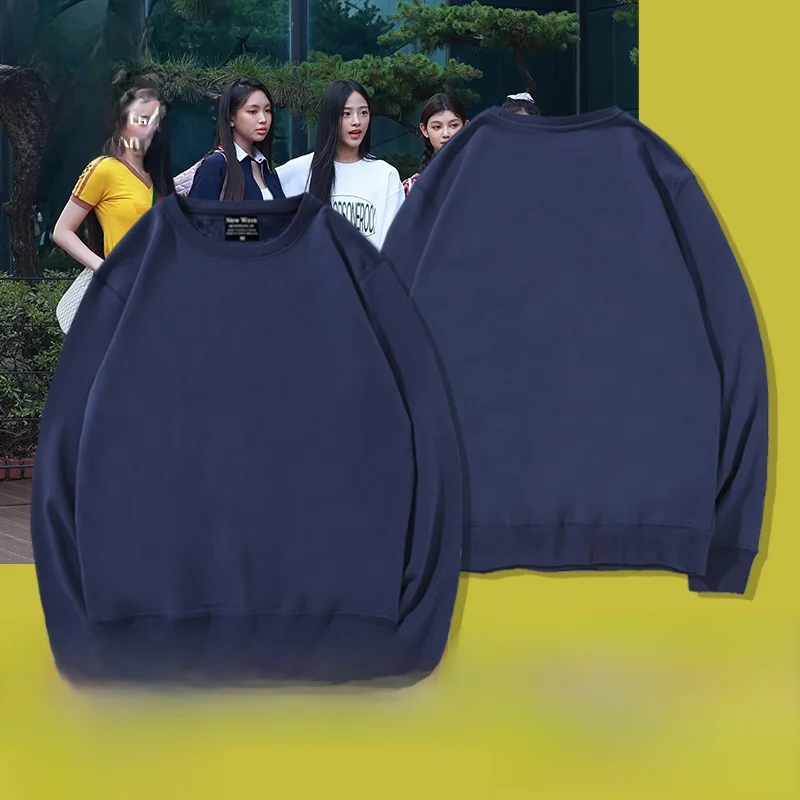 

Новая женская толстовка Newjeans с начесом, из чистого хлопка, для весны, осени и зимы, новая модель, с высоким воротом