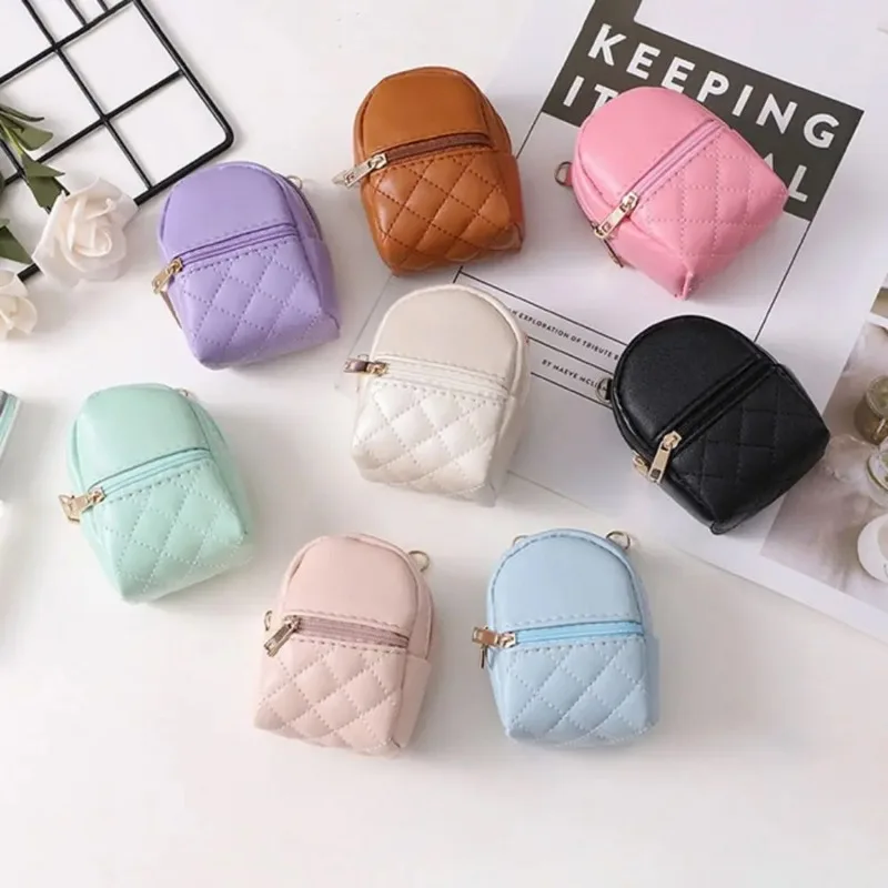 Portable Coin Purse New PU Leather Solid Color Crossbody Bag Lightweight Mini Makeup Bag Women