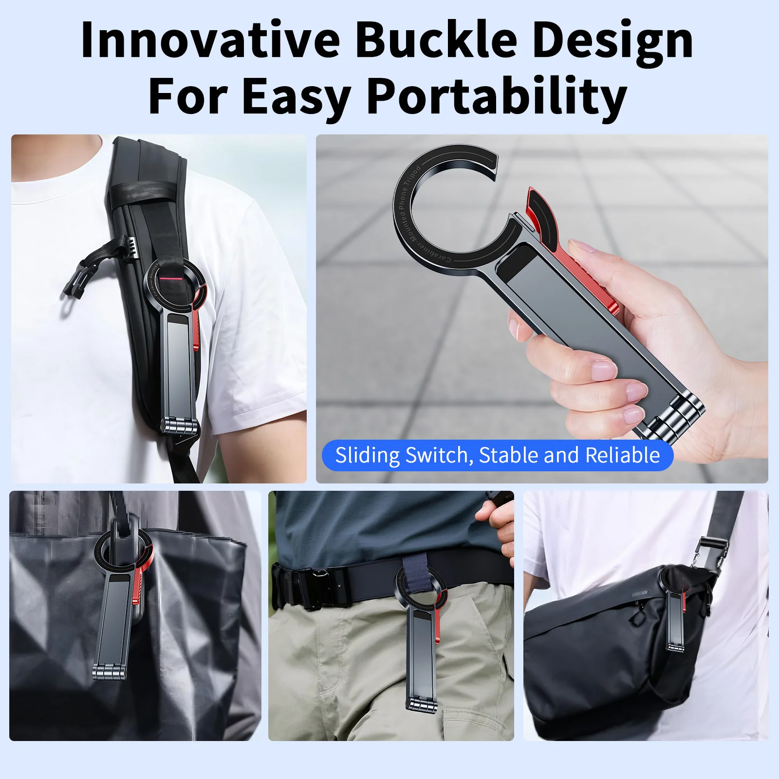 Eary Portable Magnetic Selfie Stick Tripod 360° Rotation Phone Holder Stand Foldable Small Size for Video Recording Vlog Travel