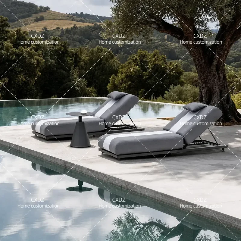 Premium All Aluminum Outdoor Sunbed Waterproof Beach Lounger for Hotel Swimming Pool Homestay Patio Garden Furniture