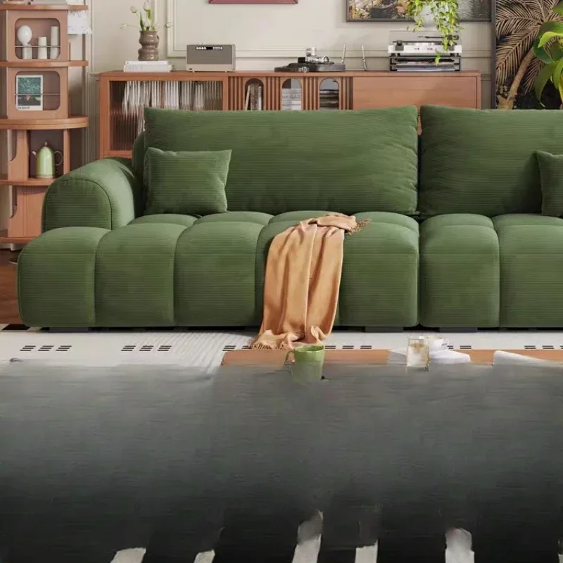 

Modern simple straight row small apartment green sofa
