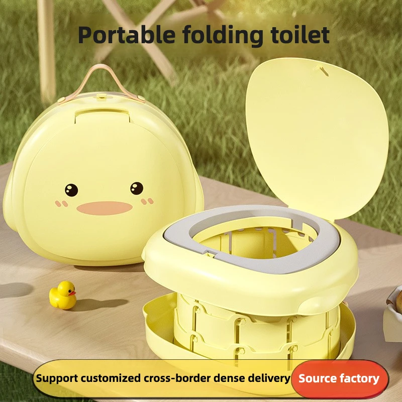 

Детский портативный туалет, складной портативный складной горшок для автомобиля, кемпинга, ванной комнаты в помещении и на открытом воздухе для маленьких детей