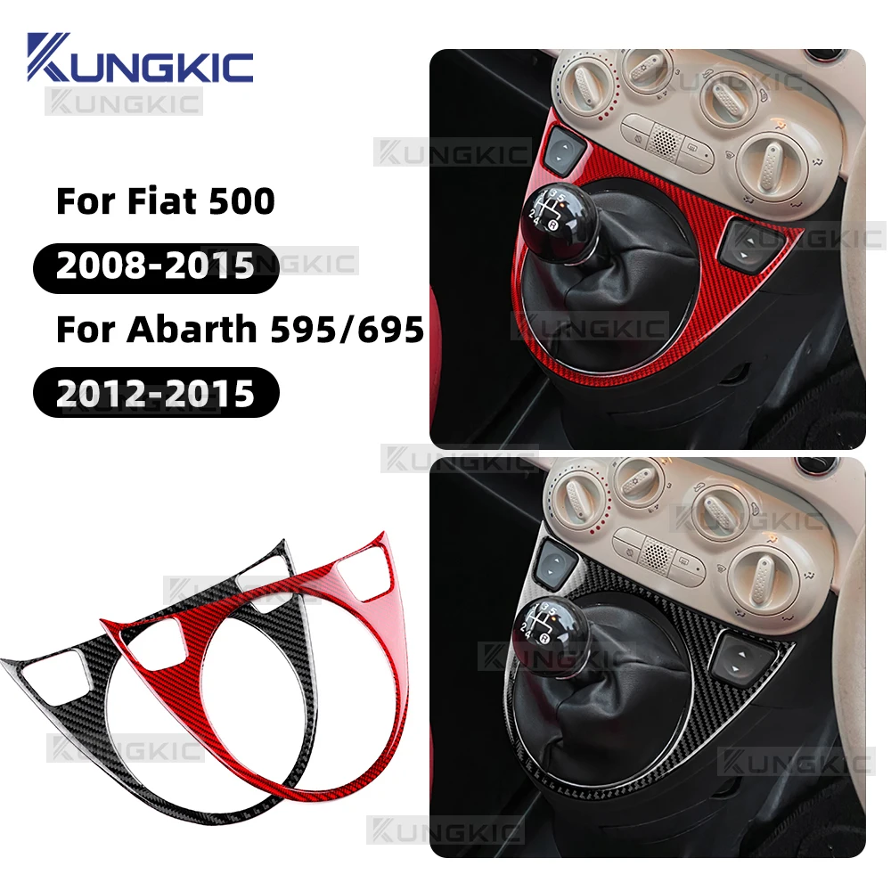 Car Gear Shift Trim Sticker for Fiat 500 2008-2015 & Abarth 595 695 595C 695C 2012 2013 2014 2015 AT MT Real Carbon Fiber Parts