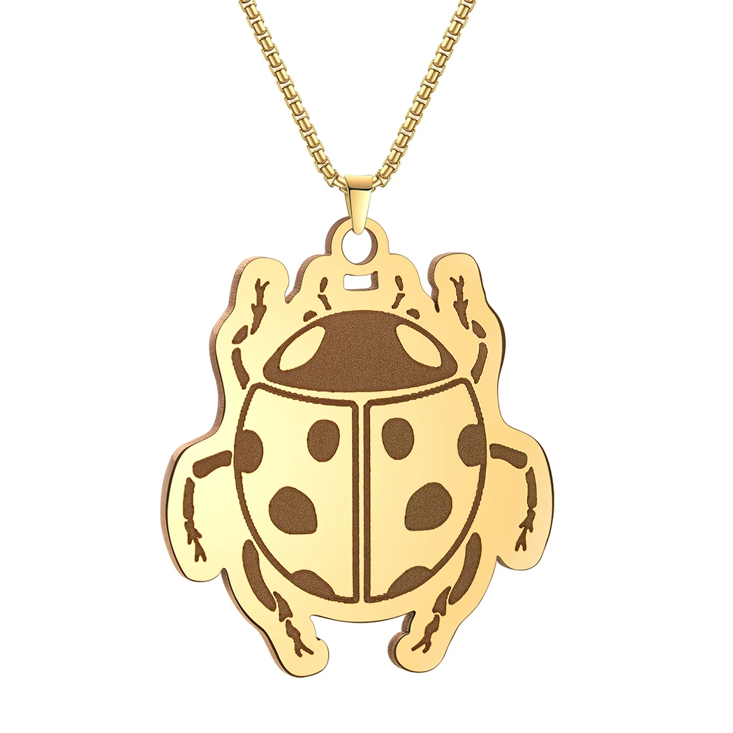 Ladybug Drawing Pendant Necklace Women Men Punk 316 Stainless Jewelry Cute Cartoon Necklace Gift