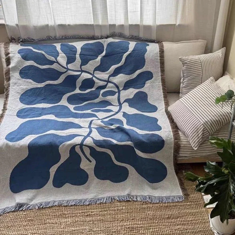 England Blue Blankets for Sofa Jacquard Cat Blanket Knitted Throw Sofa Blanket Bedspread Sofa Cover Tapestry Dropshipping