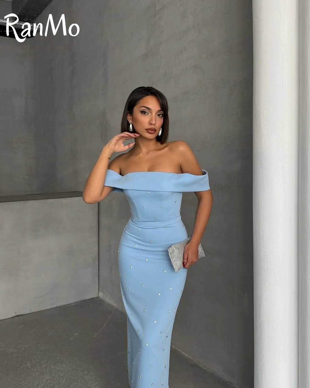 Ranmo 우아한 인어 갈라 드레스 결혼식을위한 우아한 파티 드레스 여성 라인 석 장식 댄스 파티 드레스 럭셔리 맞춤형 2025