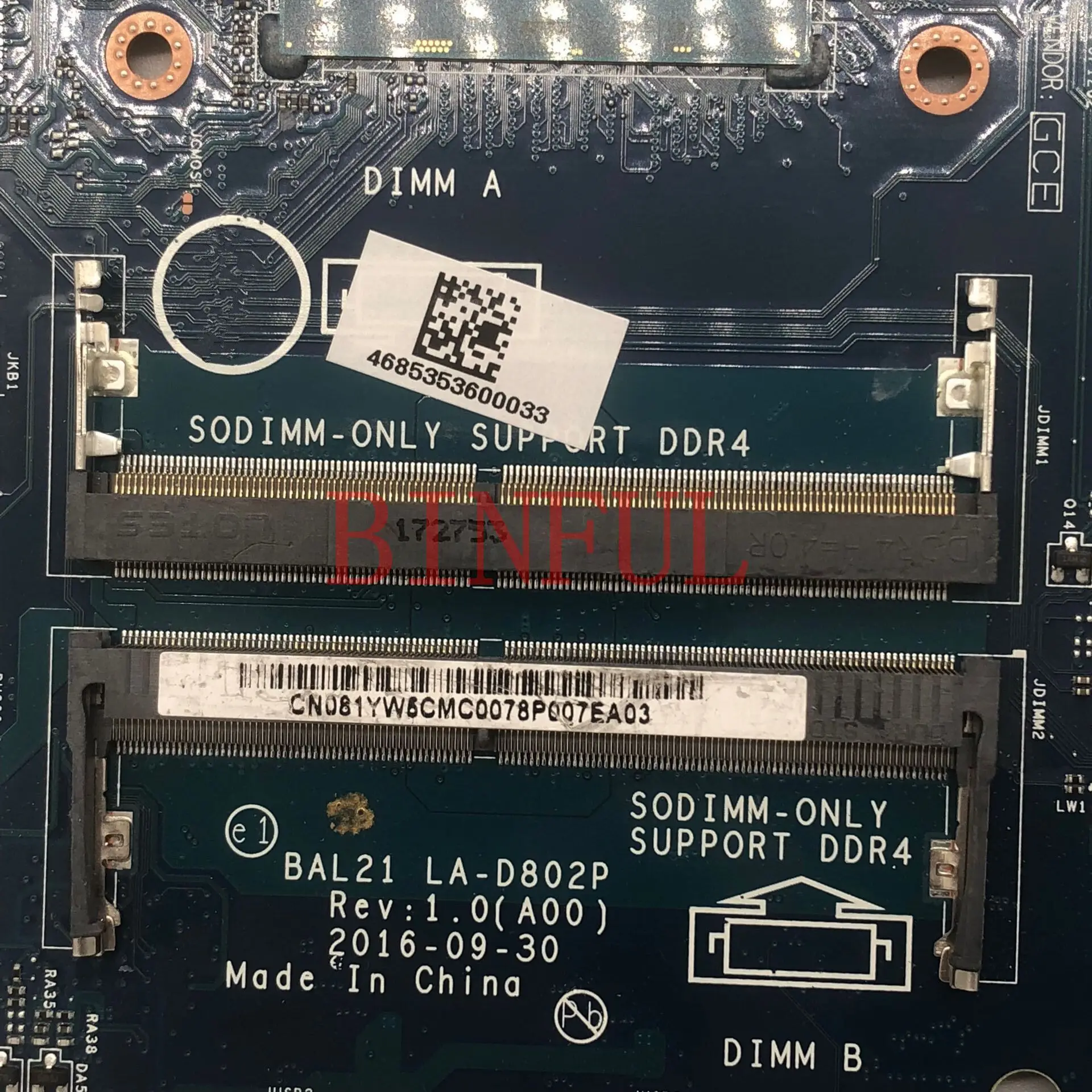 81YW5 CN-081YW5 081YW5สำหรับ Dell Inspiron 5567แล็ปท็อป5767มาเธอร์บอร์ดกับซีพียู I7-7500U SR2ZV BAL21 LA-D802P 100% ทดสอบอย่างเต็มรูปแบบตกลง