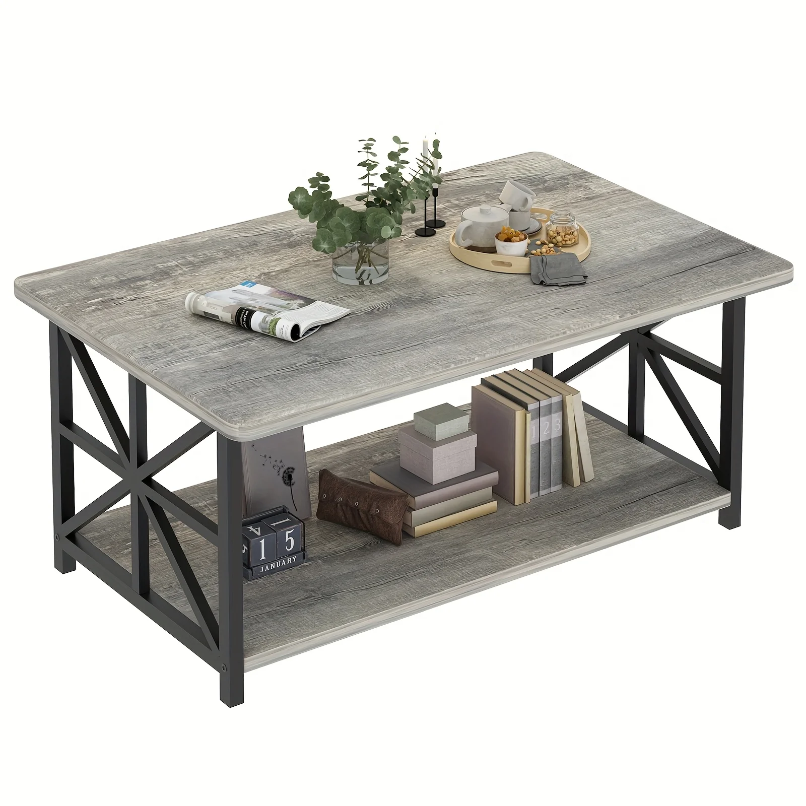 

Coffee Table for Living Room, Metal Frame Side Table for Sofas, Versatile Storage Table for Living Spaces, Ideal for Home Use