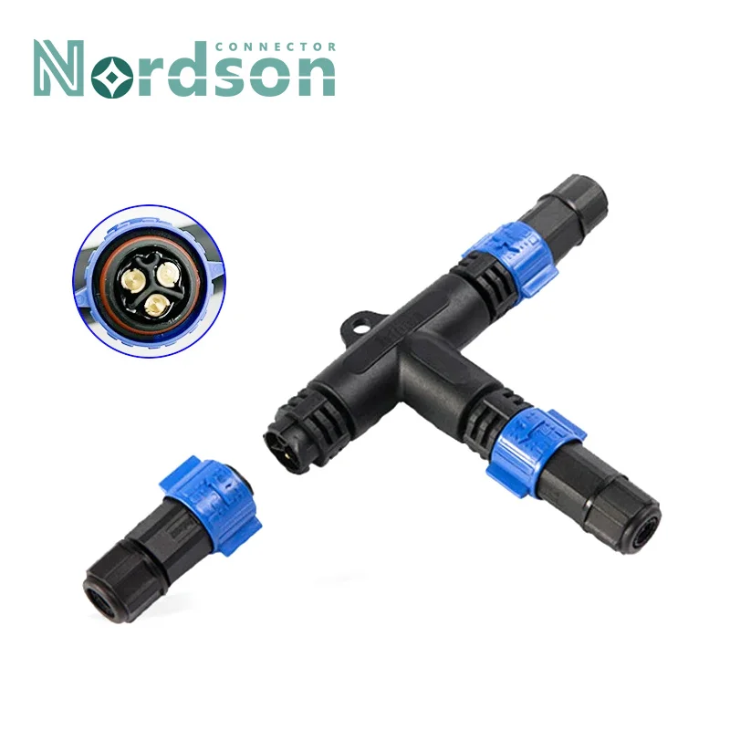 M19 3Pin Self-locking Tee Waterproof Connector 2Pin T-type Plug 20A Large Current Assembled Joint Weld Male Female Head